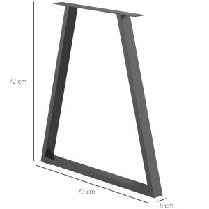Set 2 Picioare de Masă Trapezoidale cu 6 Găuri și 12 Șuruburi, 70x5x72 cm, Negru - Img 3