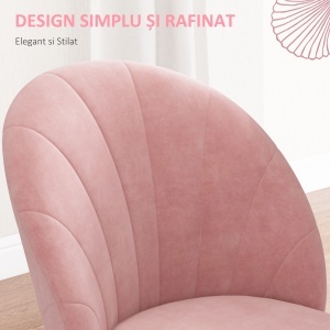 Set 2 Scaune Tapitate din Catifea, Design Nordic și Ergonomic, 52x54x79 cm, Roz - Img 4