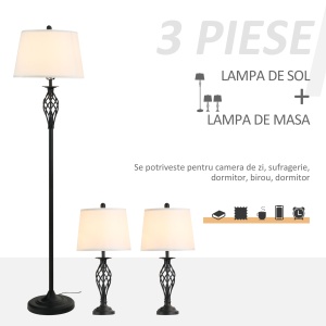 set 3 lampi (2 de masa, 1x lampa de podea) - Img 4