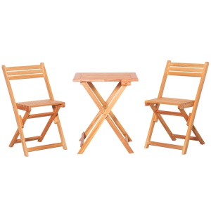 Set 3 Piese Masa si Scaune de Gradina Pliabile din Lemn pentru Exterior - Img 1
