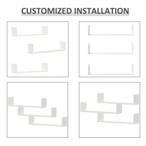 Set 3 Rafturi Perete MDF Alb - 80×18×18 cm – Pentru Obiecte Decor & Depozitare - Img 4