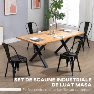Set 4 Scaune Dining din Otel, Stil Industrial – Stivuibile & Moderne - Img 4
