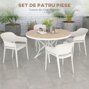 Set 4 Scaune Gradina Plastic PP – Spatar inalt, Cotiera, Rezistente UV - Img 4