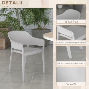 Set 4 Scaune Gradina PP Exterior – Spatar inalt & Cotiera, Stivuibile - Img 6