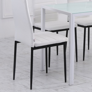 Set 4 Scaune Moderne – Alb, Metal & Textil pentru Camera de Zi - Img 7
