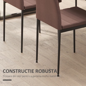 Set 4 Scaune Moderne – Metal & Material Textil Captusit, Kaki - Img 6