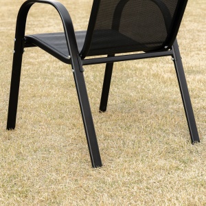 Set cu 4 scaune cu cotiere, Scaune stivuibile pentru gradina, pentru veranda, balcon, exterior, Negru - Img 7