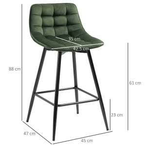 Set de 2 Scaune de Bar cu Spatar si Suport pentru Picioare, Scaune inalte Tapitate in Stil Nordic din Metal - Img 3