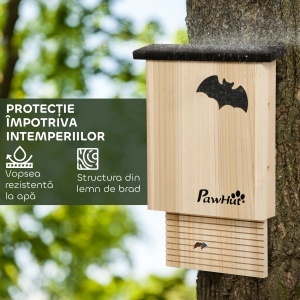 Set de 3 Adăposturi pentru Liliac din Lemn de Brad pentru Exterior, 25x6x37.5 cm, Lemn Natural - Img 5