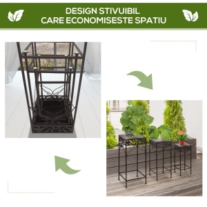 Set de 3 Bucăți Scaune Suport pentru Plante Clasic din Fier Sgabelli Supporto per Piante Classico in Ferro, MARO - Img 6