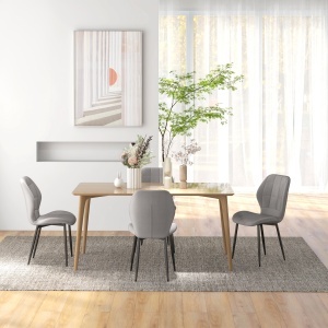 Set de 4 scaune, stil modern, cu spătar și picioare din oțel, gri deschis - Img 8