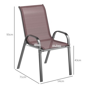 Set de 4 Scaune Suprapozabile cu Spătar Înalt și șezut din Plasă, 54x71x93 cm, Negru - Img 3