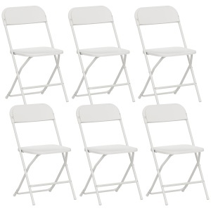 Set de 6 Scaune Pliabile cu Orificii de Drenaj din Plastic și Metal, 45x49x79,5 cm, Alb - Img 1