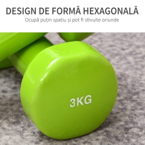 Set de 8 Gantere cu Design Hexagonal, Greutăți pentru Sală de Antrenament din Oțel și PU, Ø9x19,5 cm, Multicolore - Img 4