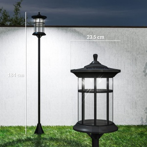 Set de două lampioane solare tradiționale de 1,8m - Negru - Img 3