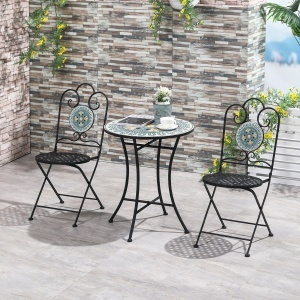 Set de Gradina cu Mozaic de 3 Piese, din Metal, Verde - Img 2
