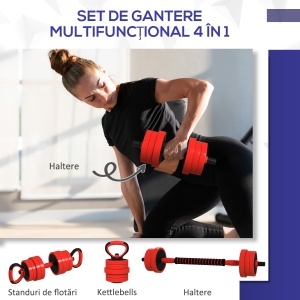 Set de Greutăți pentru Sală 4 în 1 din Plastic și Nisip, Roșu - Img 4