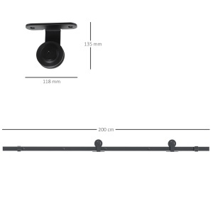 Set feronerie ușă culisantă, oțel carbon, suport 100 kg, pentru uși lemn 3.5-4.5 cm - Img 3
