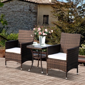 Set Fotolii de Gradina in Rattan cu Masa,Maro - Img 2