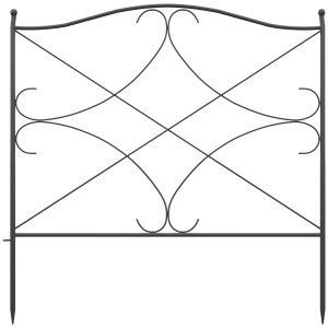 Set Gard de Grădină cu 5 Panouri și Stâlpi, Gard Decorativ din Metal, 305x62 cm, Negru - Img 9