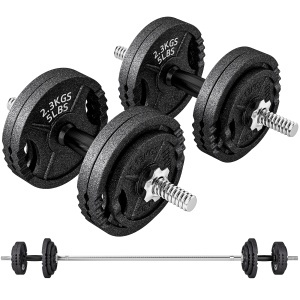Set Greutăți Sală 2 în 1 Reglabile de 42kg din Oțel, Set Gantere Reglabile cu Prindere Antiderapantă, ca 2 Gantere, Haltere Sală, pentru Antrenament Fitness Acasă, Negru