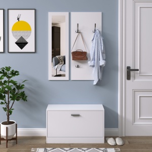 Set Hol 3‑in‑1 – Cuier, Oglinda si Scarpiera Alba Compacta - Img 2