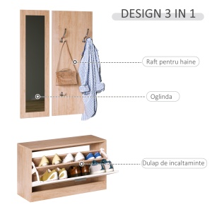 Set Hol 3 Piese – Dulap Pantofi, Cuier & Oglinda - Img 4