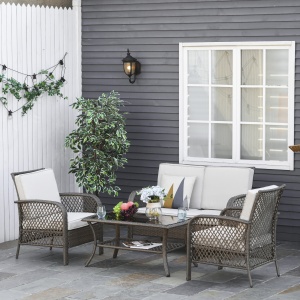 Set Masa Scaune Canapea de Exterior Mobilier de gradina din Ratan Maro - Img 2