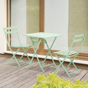 Set Masa si Scaune de Gradina Pliabile din Metal Verde - Img 2