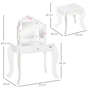 Set Masuta Machiaj Copii – Oglinda Rotativa + Taburet - Img 3