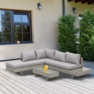 Set Mobilier canapele si masuta pentru Gradina din Ratan Gri - Img 2