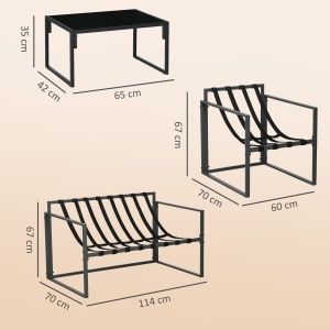 Set Mobilier Exterior 4 Piese, Set Relaxare cu Măsuță din Sticlă, Canapea, 2 Fotolii și Perne, Bej - Img 3