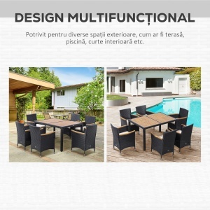 Set Mobilier Gradina 7 Piese – Ratan, Lemn & Perne Moi - Img 7