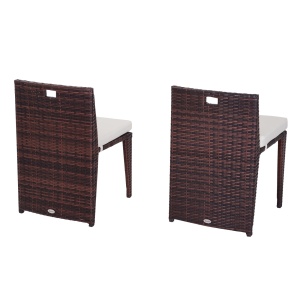 Set Mobilier pentru Grădină din Poly Ratan și Fier 3buc Set Masă și Scaune pentru Grădină Maro și Bej - Img 8