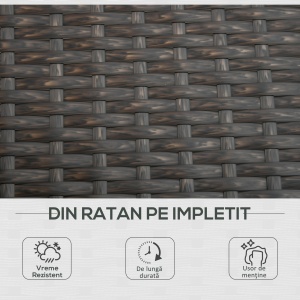 Sezlong cu 2 Locuri din PE Ratan Maro cu Saltea Alba 195 x 120 x 28 cm - Img 4