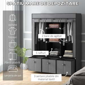 sifonier Pliabil Textil – Cu Rafturi & Sertare, Ideal pentru Spatii Mici - Img 4