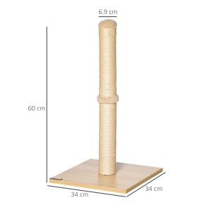 Stâlp de Zgâriat pentru Pisici cu Bază din PAL, 34x34x60 cm, Bej - Img 3