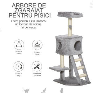 Stalp Zgariat Pisici – Mai Multe Niveluri cu Cusca & Sisal - Img 5