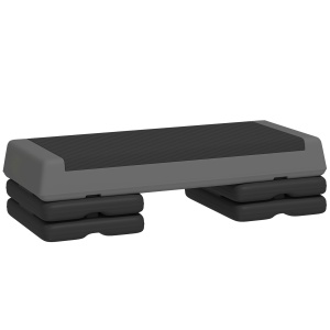 Step Aerobic Reglabil pe 3 Nivele 10/20/30 cm, Step Aerobic Antiderapant cu Capacitate 250 kg, 77x37x16 cm, Gri - Img 1