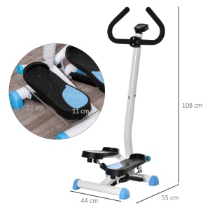 Stepper cu Mâner și Monitor LCD, Stepper pentru Fitness Acasă cu Pedale Antiderapante, 55x44x108 cm, Alb - Img 3