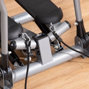 Stepper Fitness cu Maner, Bante Elastice, LCD, Oțel/ABS, Argintiu-Negru - Img 7