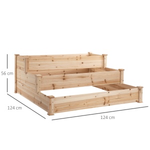 suport 3 rafturi lemn pentru plante, 120x120x56 cm - Img 3