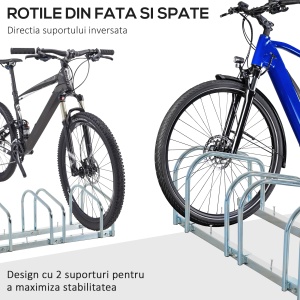 Suport de parcare pentru 3 biciclete din otel, 70,5 x 33 x 27cm, argintiu - Img 6