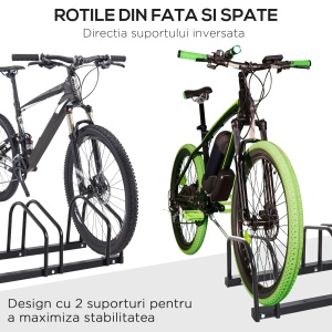 Suport de parcare pentru 6 biciclete din otel, 179x33x27 cm, negru - Img 6