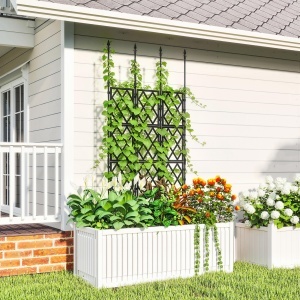Suport pentru Plante Cățărătoare Înalt Pliabil, Grilaj pentru Cățărătoare din Grădină din Oțel cu Decorațiuni, pentru Roșii, Flori, Mazăre, Legume, Montaj DIY, 85x197 cm, Negru - Img 8