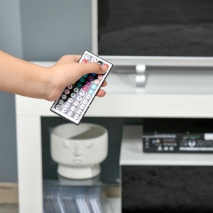 Suport tv cu lumini led multicolore și telecomandă pentru televizoare până la 55", Alb - Img 9