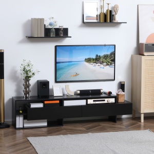 Suport TV Modern 130 cm cu Dulapuri si Rafturi – Negru - Img 7
