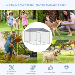 tarc Caini 400×230×232 cm – Metal Galvanizat cu Acoperis Oxford - Img 4