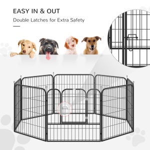 tarc Modular 8 Panouri – 79×79 cm, Metal Negru pentru Animale - Img 7