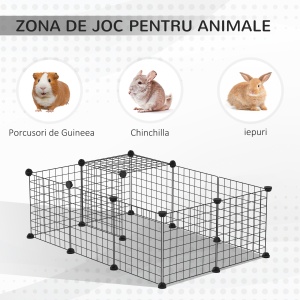 tarc Modular Iepuri & Porcusori – 105×70×35 cm, Negru - Img 5